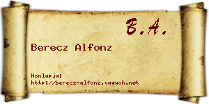 Berecz Alfonz névjegykártya